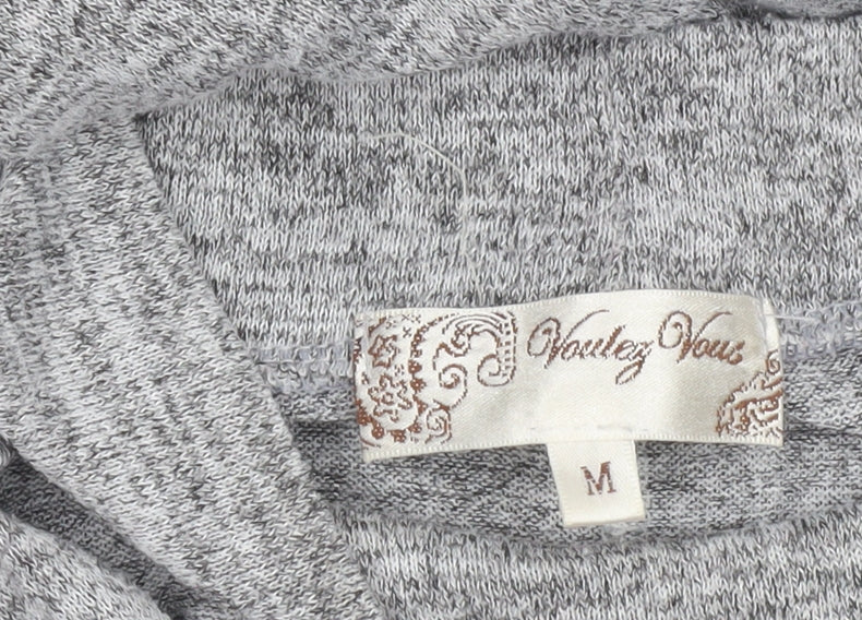 Womens UK Size M Voulez Vous Grey Tunic T-Shirt