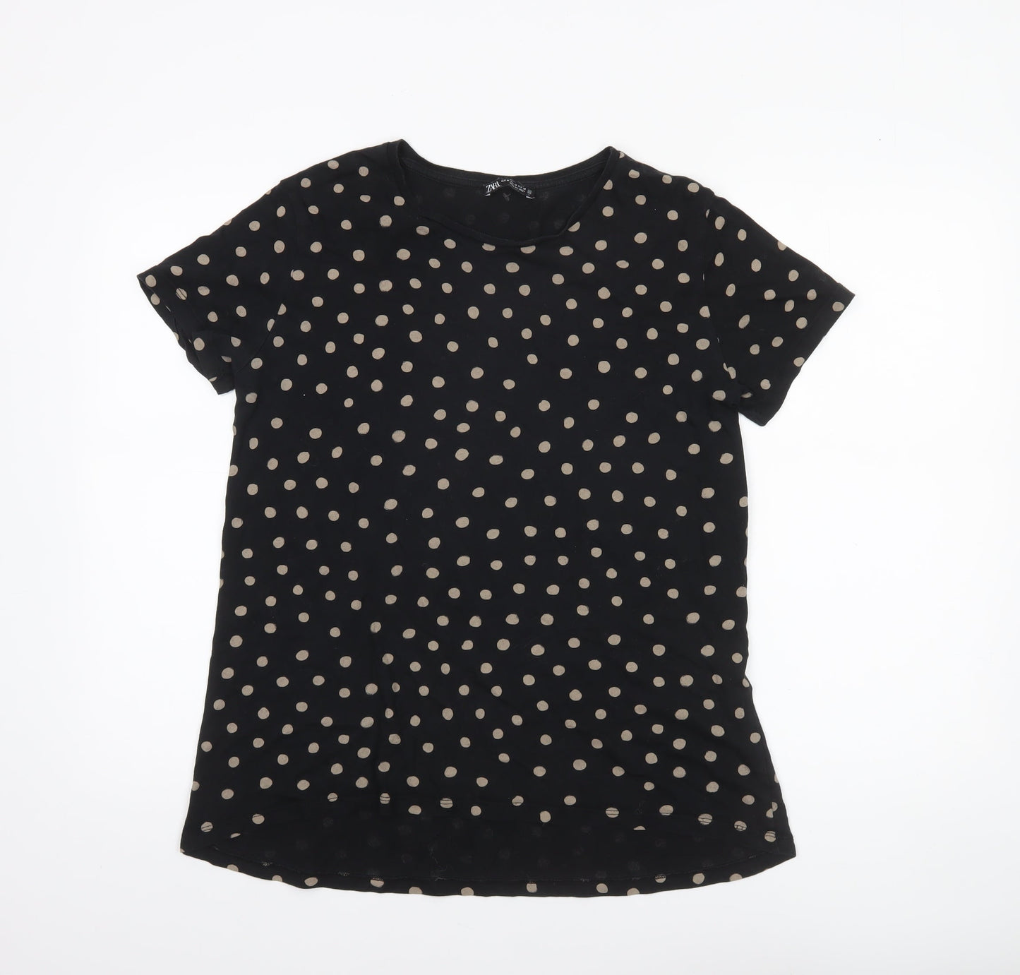 Womens UK Size 12 Zara Black Basic T-Shirt