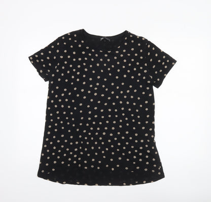Womens UK Size 12 Zara Black Basic T-Shirt