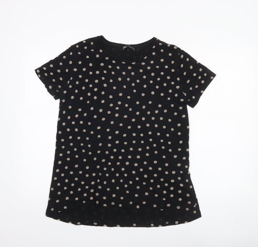 Womens UK Size 12 Zara Black Basic T-Shirt
