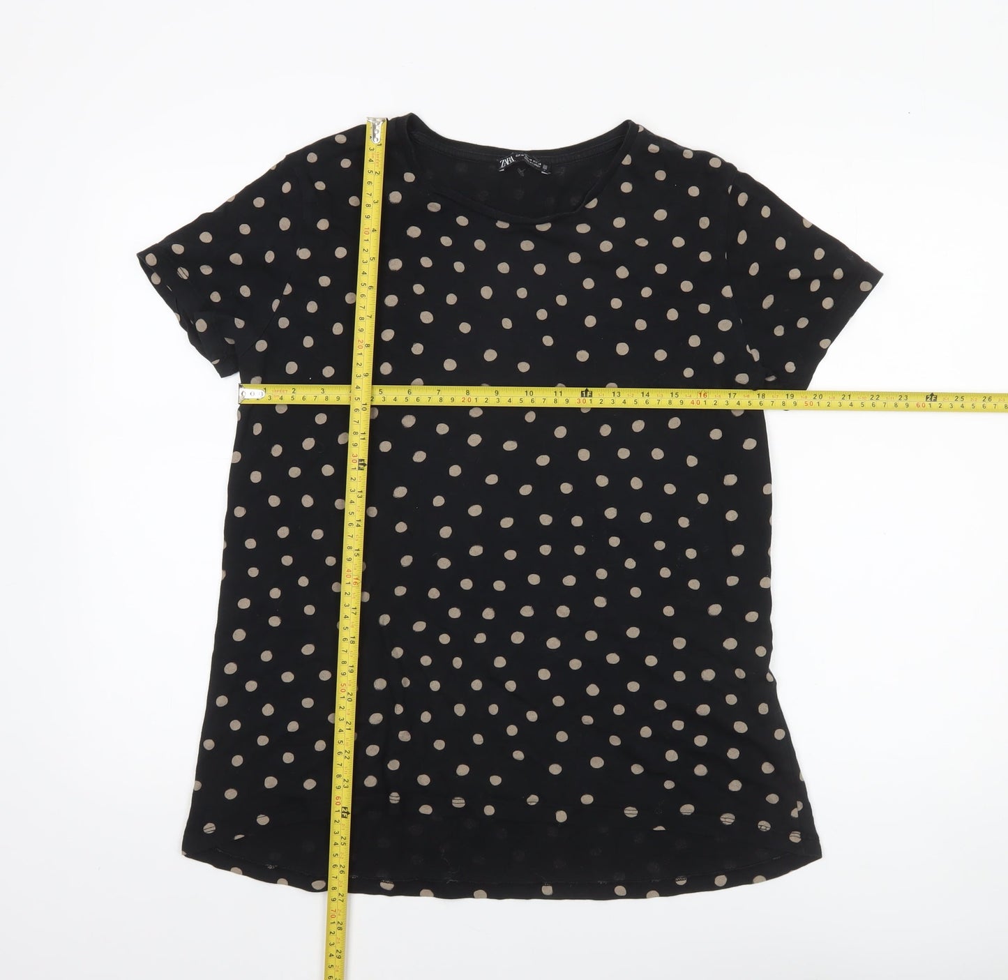 Womens UK Size 12 Zara Black Basic T-Shirt