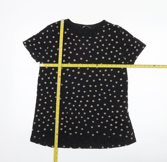 Womens UK Size 12 Zara Black Basic T-Shirt