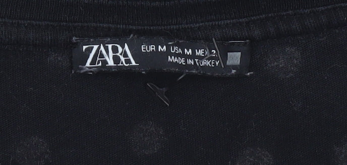 Womens UK Size 12 Zara Black Basic T-Shirt