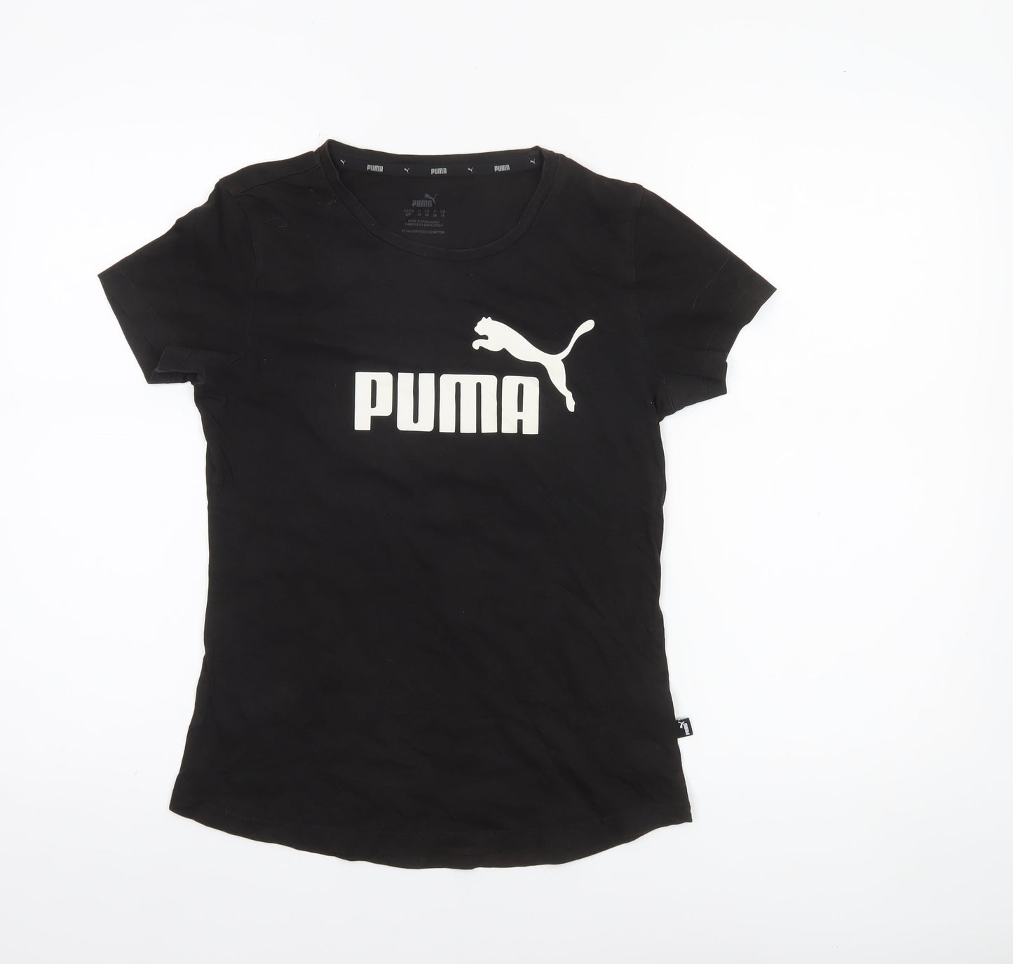 Puma Women Black Cotton Jersey T-Shirt Size 10