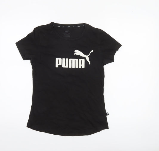 Puma Women Black Cotton Jersey T-Shirt Size 10