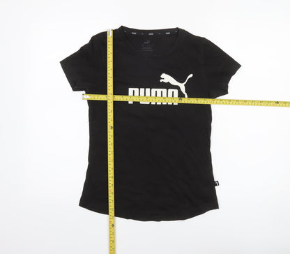 Puma Women Black Cotton Jersey T-Shirt Size 10