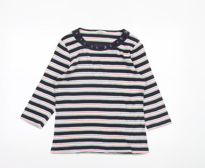 Cotton Traders Women's Multicoloured Striped 3/4 Sleeve T-Shirt Size 14