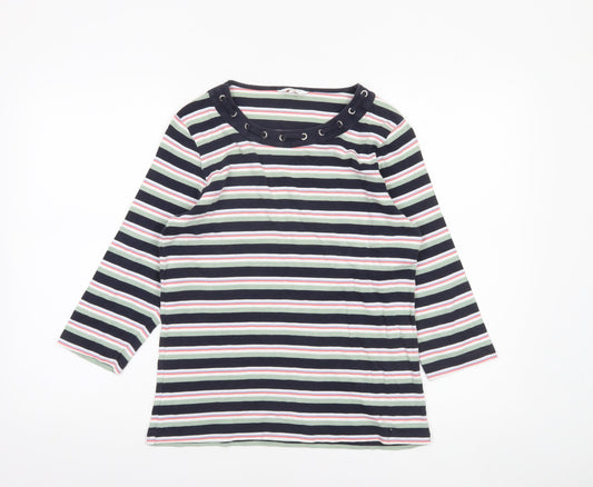 Cotton Traders Women's Multicoloured Striped 3/4 Sleeve T-Shirt Size 14