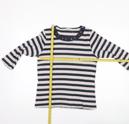 Cotton Traders Women's Multicoloured Striped 3/4 Sleeve T-Shirt Size 14