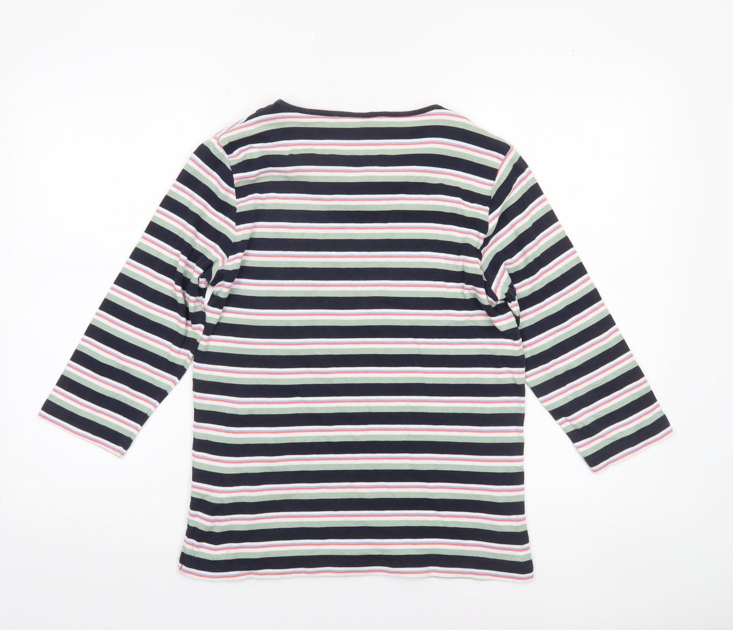 Cotton Traders Women's Multicoloured Striped 3/4 Sleeve T-Shirt Size 14