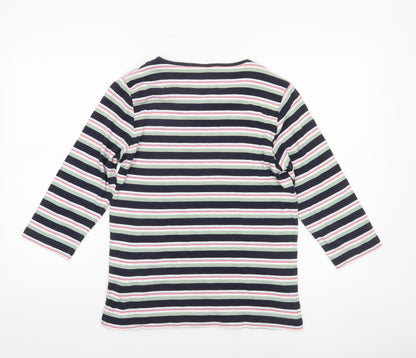Cotton Traders Women's Multicoloured Striped 3/4 Sleeve T-Shirt Size 14