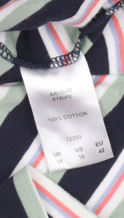 Cotton Traders Women's Multicoloured Striped 3/4 Sleeve T-Shirt Size 14