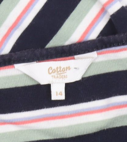Cotton Traders Women's Multicoloured Striped 3/4 Sleeve T-Shirt Size 14