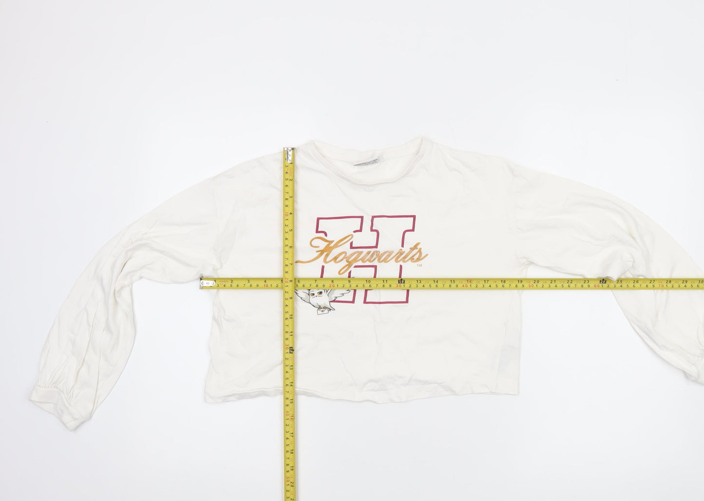 Harry Potter Girls White Cropped Long Sleeve Hogwarts T-Shirt Size 146