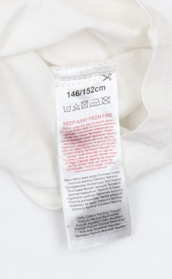 Harry Potter Girls White Cropped Long Sleeve Hogwarts T-Shirt Size 146