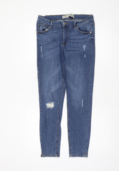 Denim Co. Womens Blue Distressed Skinny Jeans Size 12 UK
