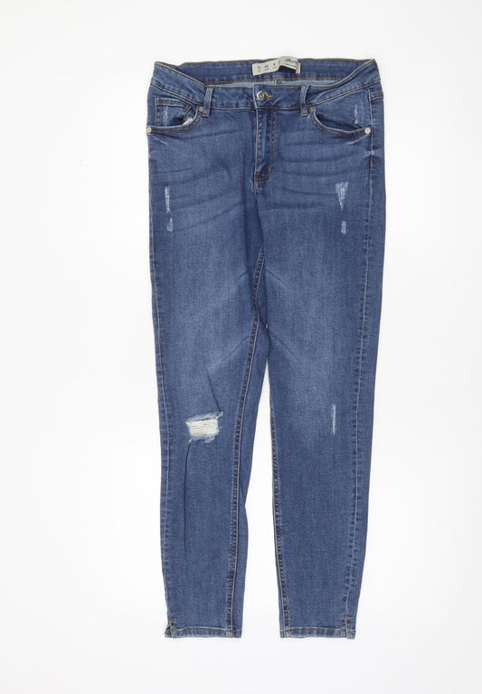 Denim Co. Womens Blue Distressed Skinny Jeans Size 12 UK