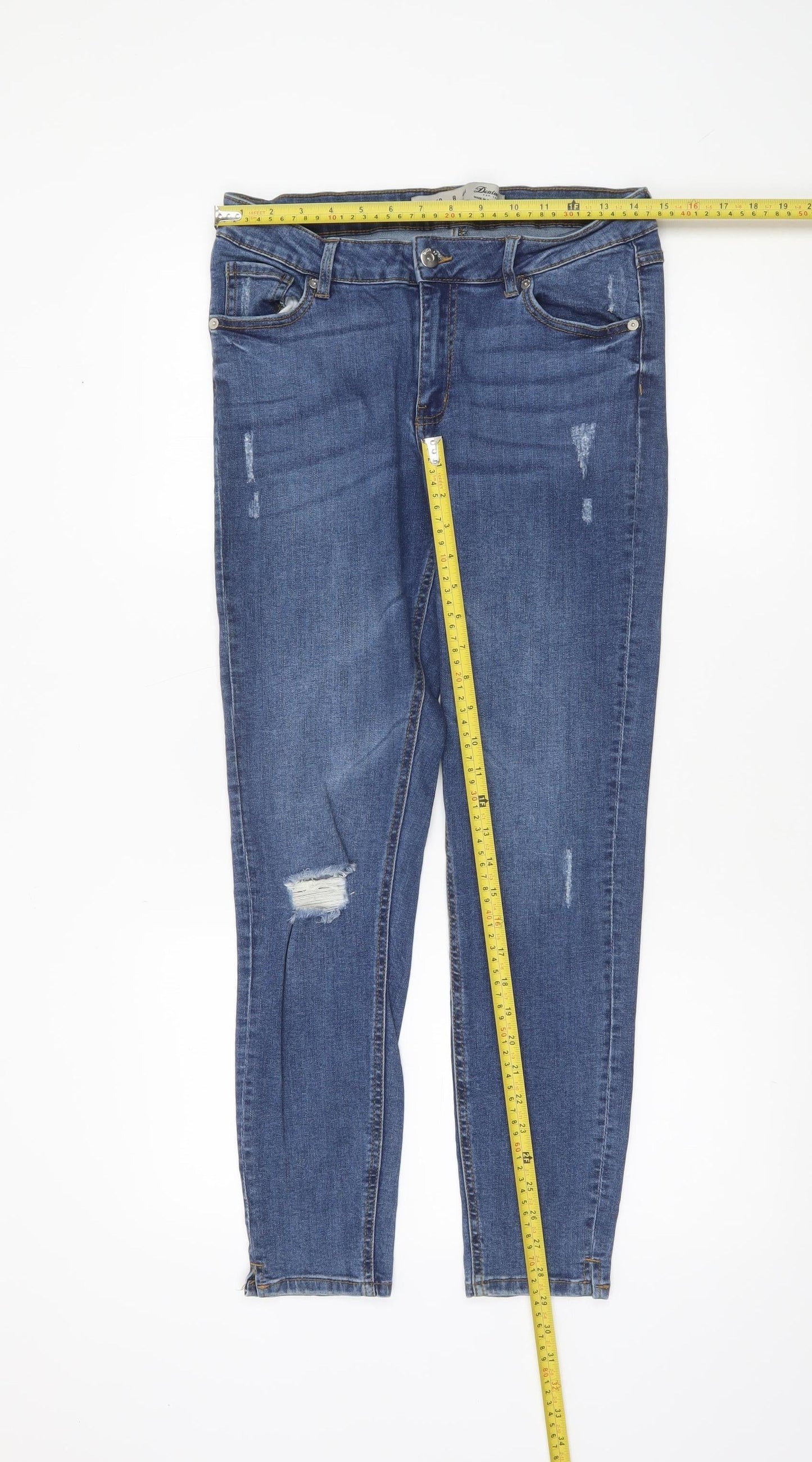 Denim Co. Womens Blue Distressed Skinny Jeans Size 12 UK