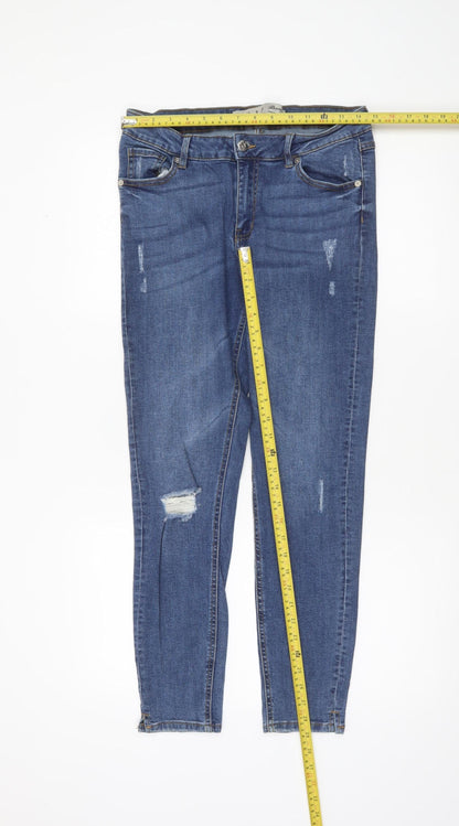 Denim Co. Womens Blue Distressed Skinny Jeans Size 12 UK