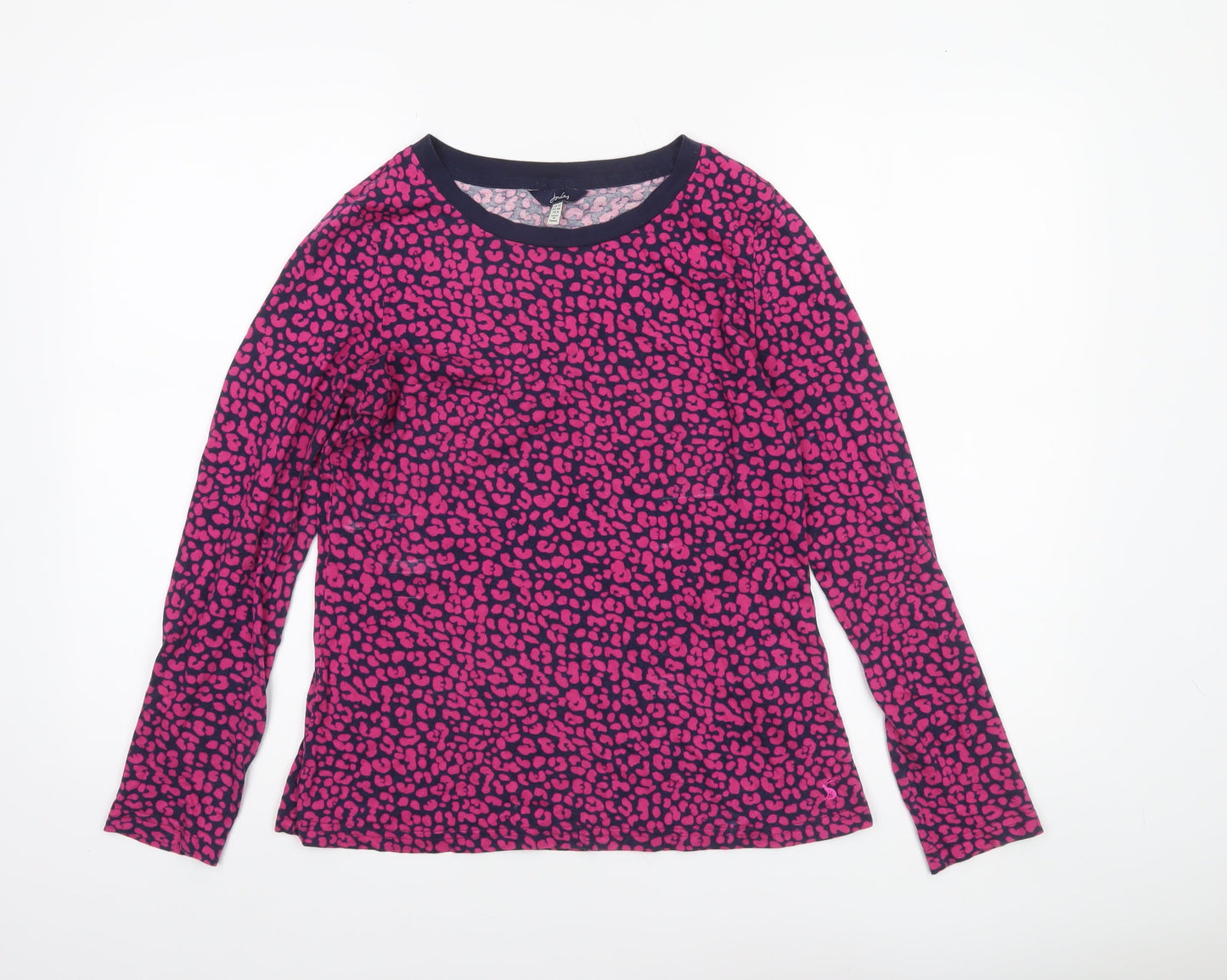Joules Women's Pink Animal Print Long Sleeve Cotton T-Shirt UK 12