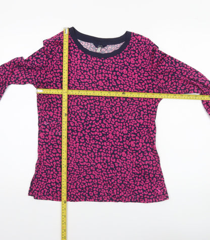 Joules Women's Pink Animal Print Long Sleeve Cotton T-Shirt UK 12