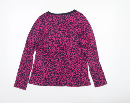 Joules Women's Pink Animal Print Long Sleeve Cotton T-Shirt UK 12