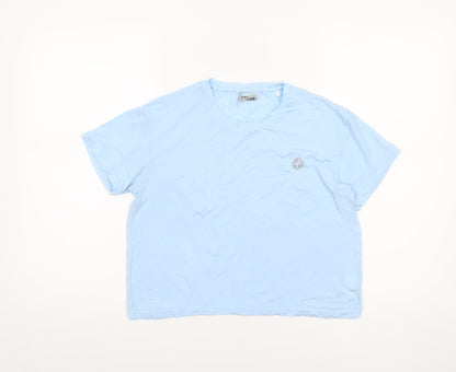 Womens UK Size XS GYM+COFFEE Blue Basic T-Shirt
