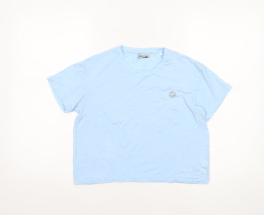 Womens UK Size XS GYM+COFFEE Blue Basic T-Shirt