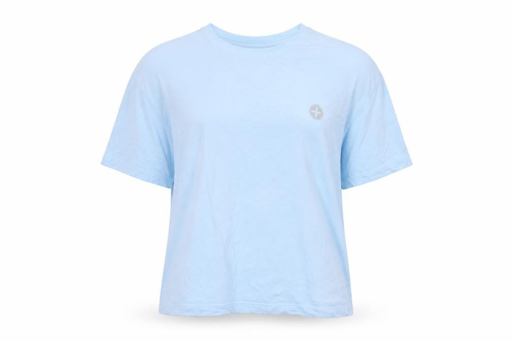 Womens UK Size XS GYM+COFFEE Blue Basic T-Shirt