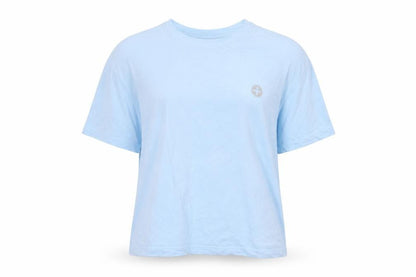 Womens UK Size XS GYM+COFFEE Blue Basic T-Shirt