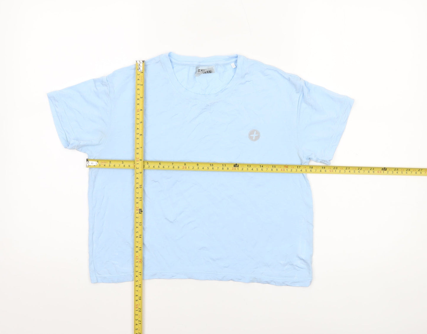 Womens UK Size XS GYM+COFFEE Blue Basic T-Shirt