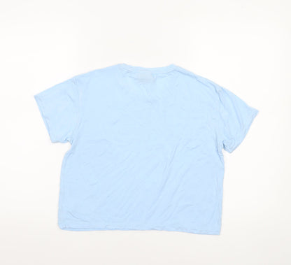 Womens UK Size XS GYM+COFFEE Blue Basic T-Shirt