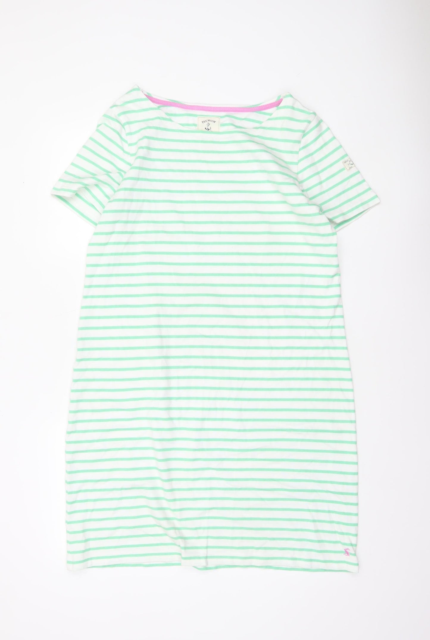 Joules Women’s Green Striped Cotton T-Shirt Dress Size 16