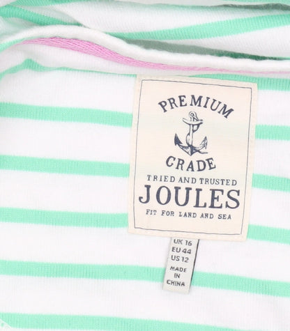 Joules Women’s Green Striped Cotton T-Shirt Dress Size 16