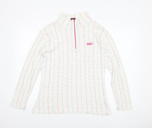 Trespass Womens White Polka Dot Long Sleeve 1/4 Zip Top Size L