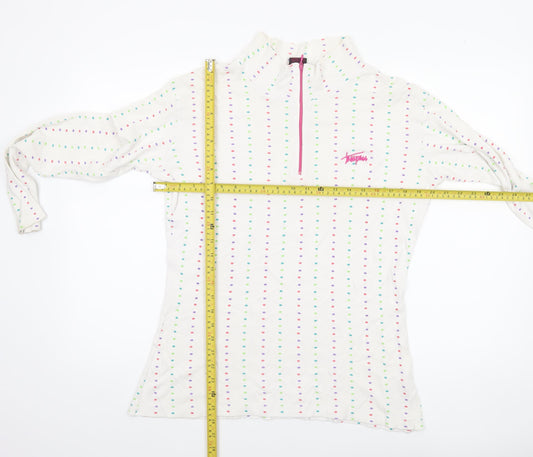 Trespass Womens White Polka Dot Long Sleeve 1/4 Zip Top Size L