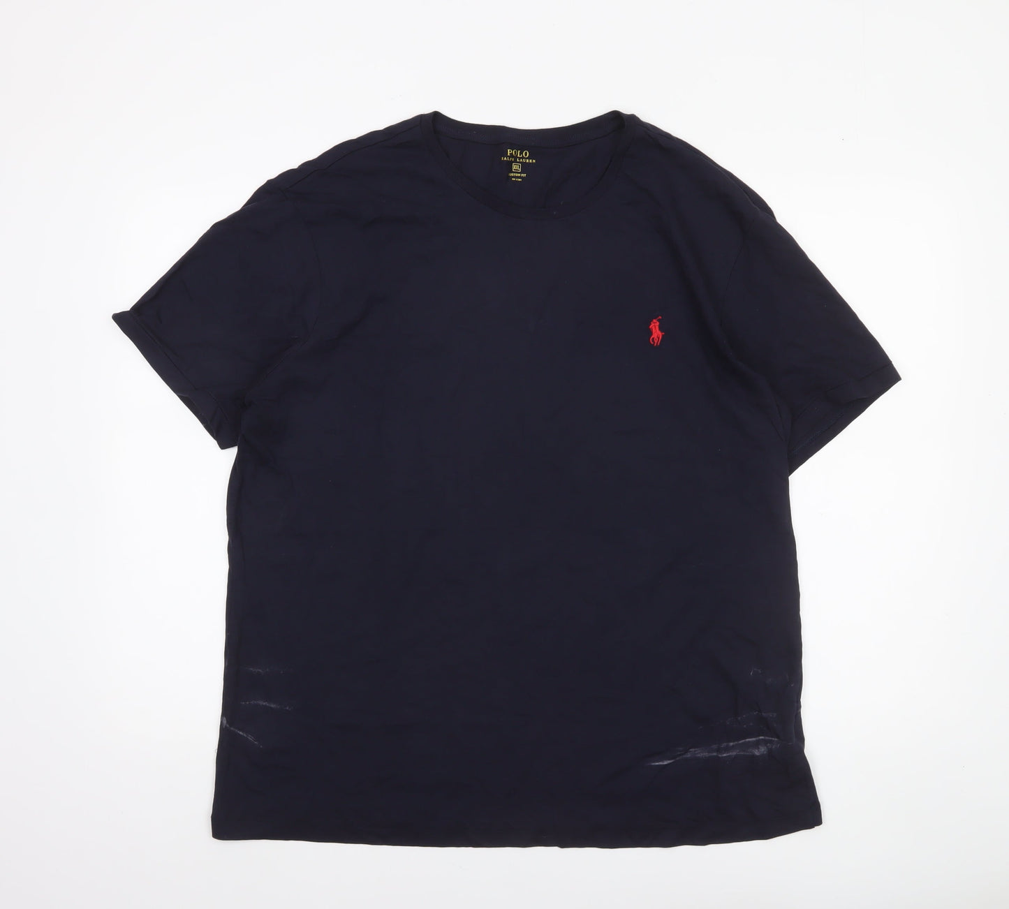 Ralph Lauren Men's Navy Blue Custom Fit T-Shirt XXL Cotton
