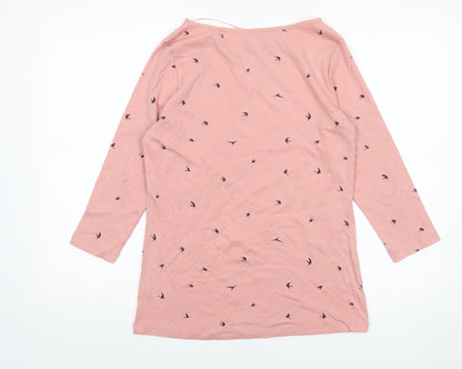 F&F Women's Pink Bird Print 3/4 Sleeve Cotton T-Shirt UK 14