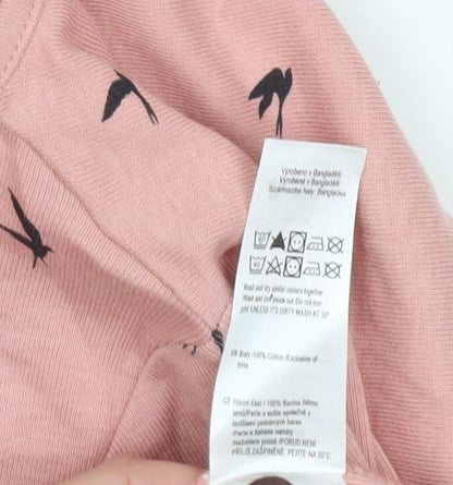 F&F Women's Pink Bird Print 3/4 Sleeve Cotton T-Shirt UK 14