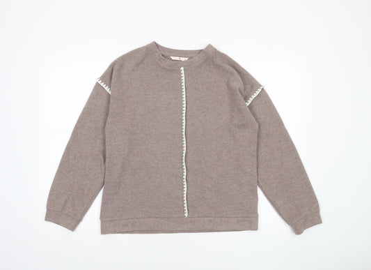 Tu Women’s Beige Pullover Sweatshirt Small Relaxed Fit Lined