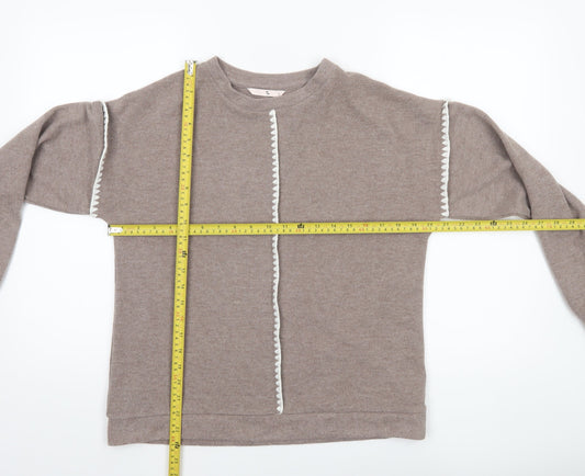 Tu Women’s Beige Pullover Sweatshirt Small Relaxed Fit Lined