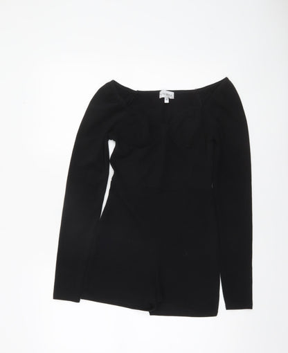 In The Style Women's Black Long Sleeve Playsuit Size 10 Polyester Blend