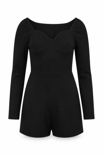 Womens UK Size 10 In the Style One-Piece Black Playsuit