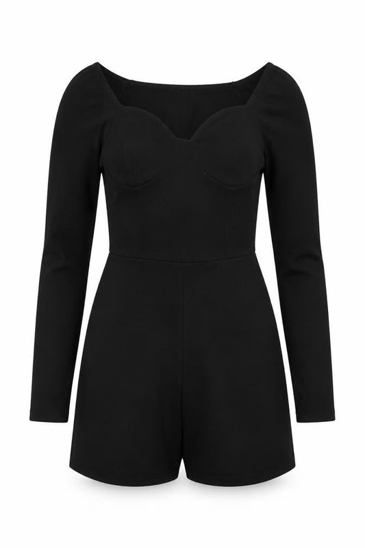 Womens UK Size 10 In the Style One-Piece Black Playsuit