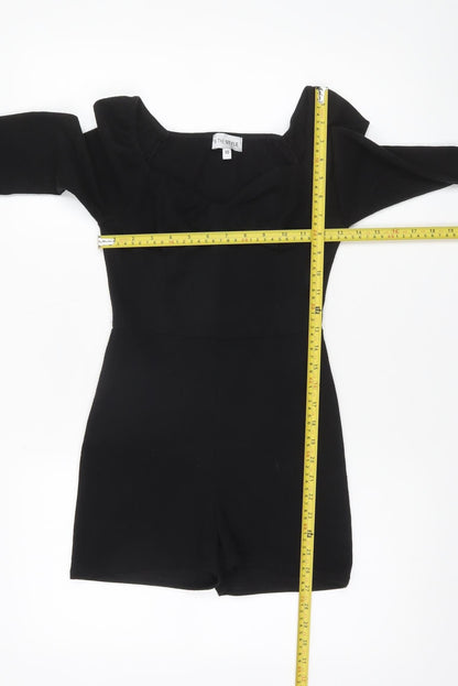 In The Style Women's Black Long Sleeve Playsuit Size 10 Polyester Blend