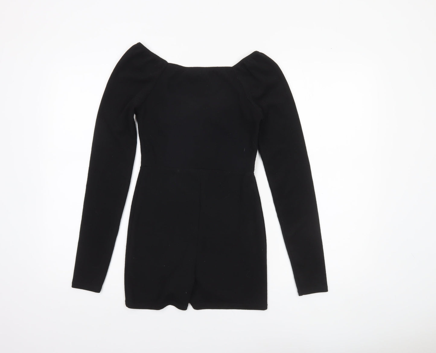 In The Style Women's Black Long Sleeve Playsuit Size 10 Polyester Blend