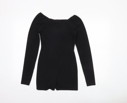 In The Style Women's Black Long Sleeve Playsuit Size 10 Polyester Blend