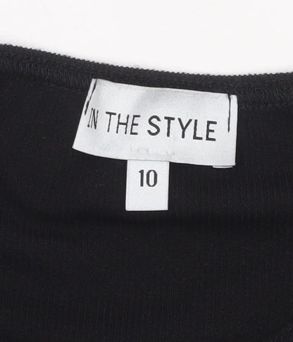 In The Style Women's Black Long Sleeve Playsuit Size 10 Polyester Blend