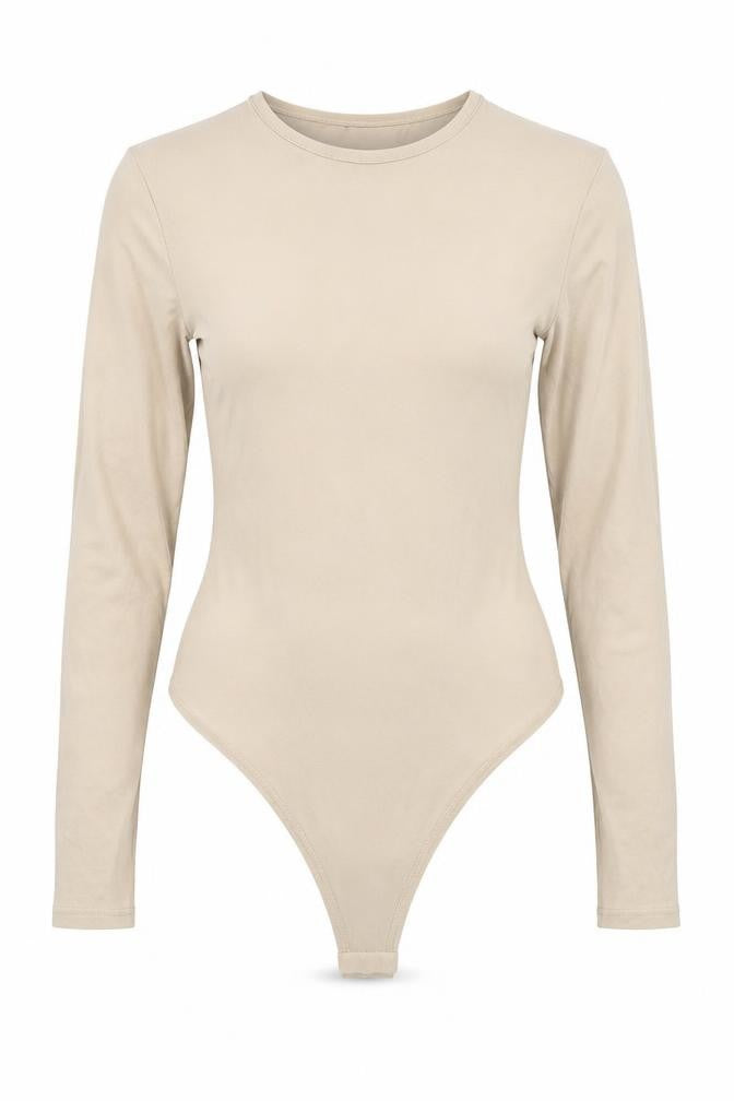 Womens UK Size 8 Boohoo One-Piece Beige Bodysuit