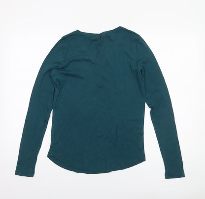 FatFace Womens Green Long Sleeve Cotton Henley T-Shirt Size 12